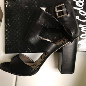 Leather Block Heel Shoes
